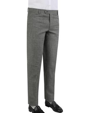 Damat Slim Fit Gri Desenli Yün Karişimli Kumaş Pantolon