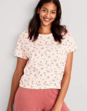 Sunday Sleep Floral Slub-Knit Pajama T-Shirt pink