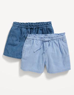 Ruffled Chambray Pull-On Shorts 2-Pack for Toddler Girls blue