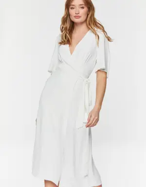 Forever 21 Crepe Midi Wrap Dress White