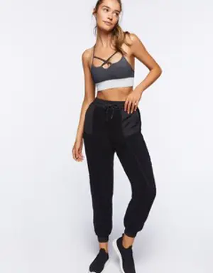 Forever 21 Active Faux Shearling Joggers Black