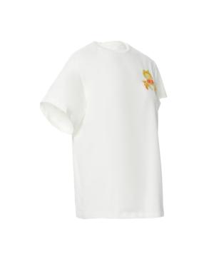 Basic Ecru Tshirt With Applique Embroidery Detail