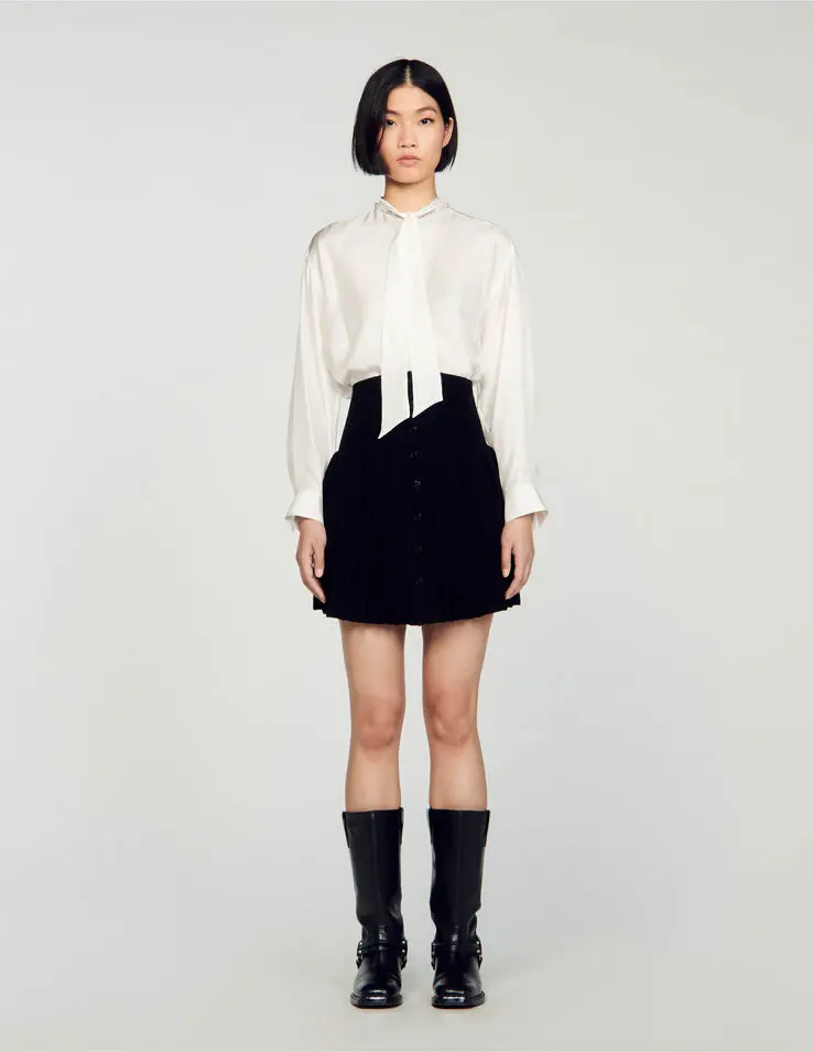 Sandro Short velvet knit skirt. 1