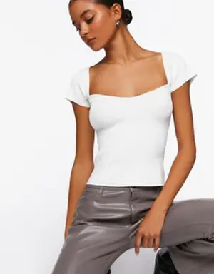 Forever 21 Seamless Cap Sleeve Sweater Top White