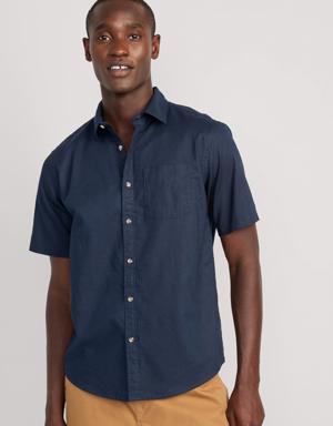 Old Navy Regular-Fit Everyday Non-Stretch Linen-Blend Shirt blue