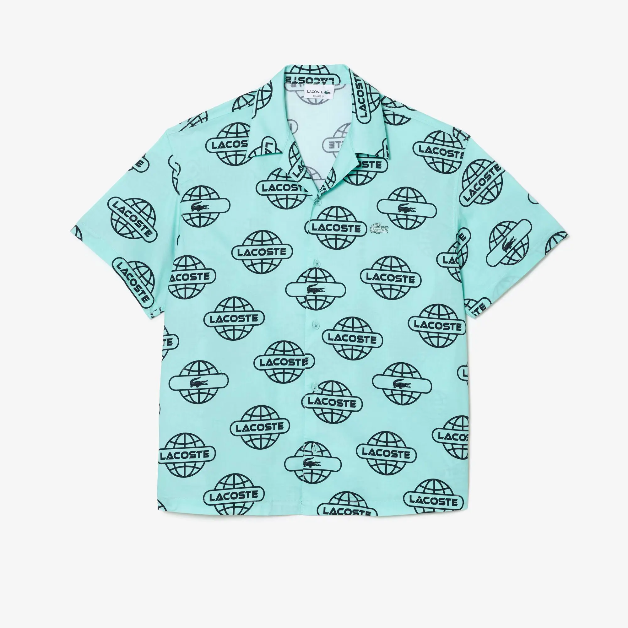Lacoste Hemd aus Baumwoll-Twill mit Globe-Aufdruck. 1
