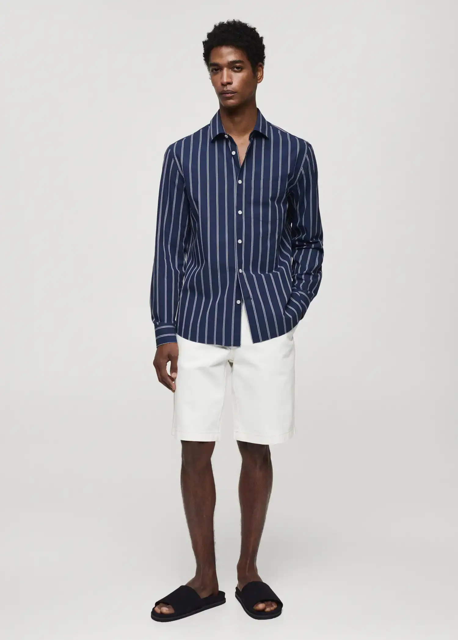 Mango Classic fit striped cotton shirt. 2