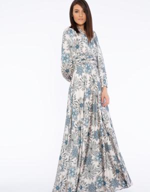 Floral Pattern V-Neck Long Dress