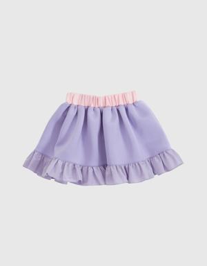 Frill And Applique Detailed Scuba Skirt