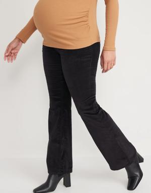 Maternity Full-Panel Velvet Flare Pants black