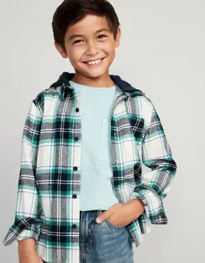 Hooded Soft-Brushed Flannel Shirt for Boys multi