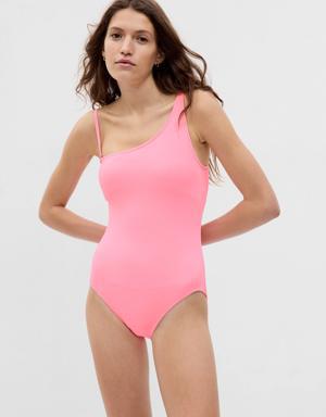 Gap Recycled One-Shoulder One-Piece Swimsuit pink