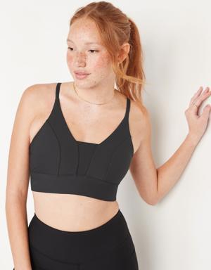 Old Navy Light Support PowerSoft Textured-Rib Sports Bra for Women black