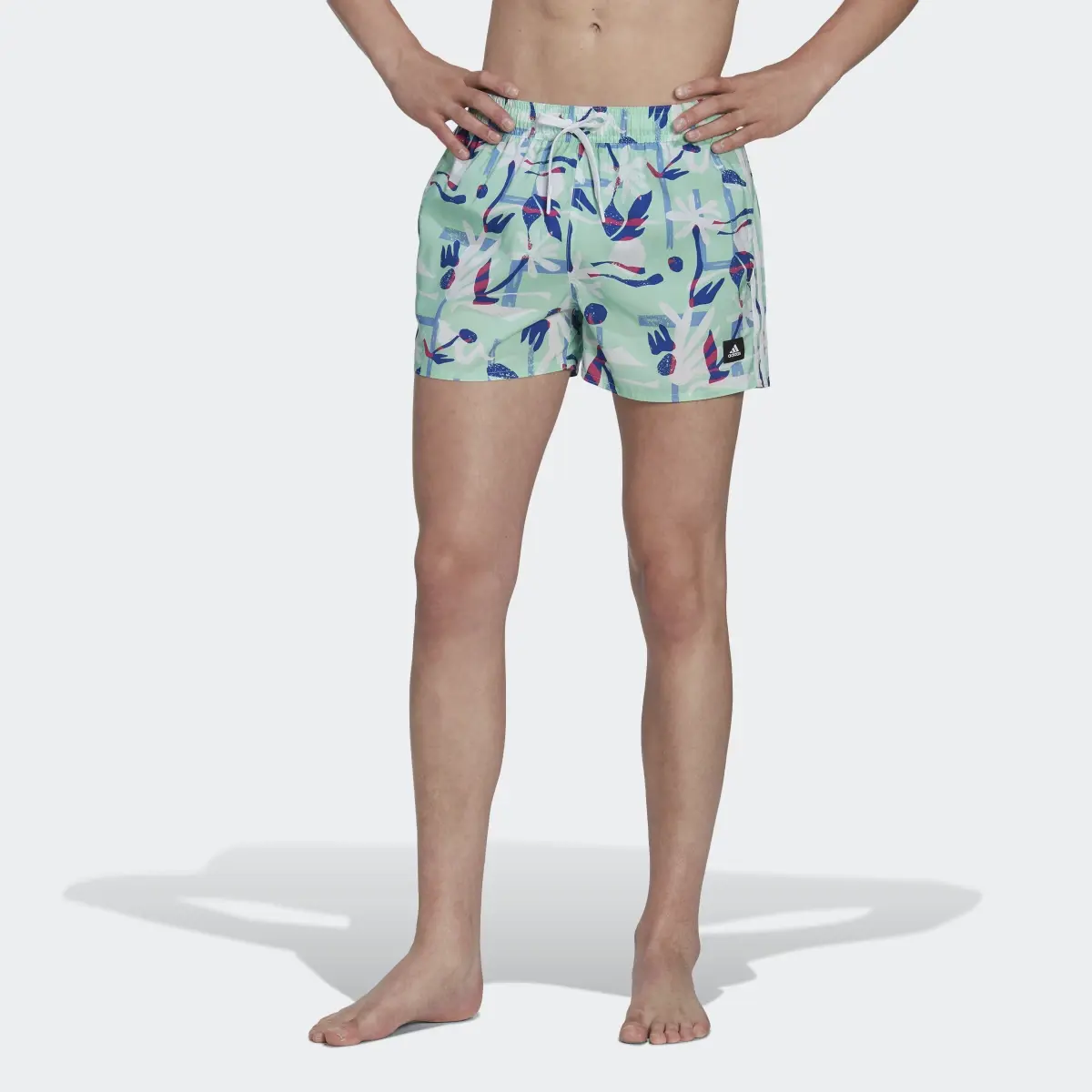 Adidas Seasonal Floral CLX Very Short Length Swim Shorts. 1
