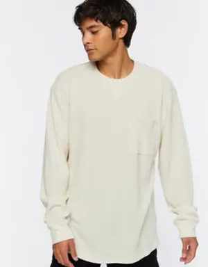 Forever 21 Waffle Knit Long Sleeve Tee Cream