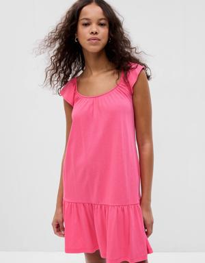 Ruffle Hem Mini Dress pink