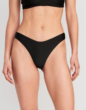 Low-Rise V-Front French-Cut Bikini Swim Bottoms black
