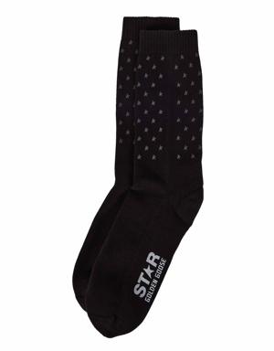 Siyah Logo Jakarlı Kadın Çorap