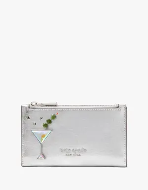 Shaken Not Stirred Embellished Metallic Small Slim Bifold Wallet