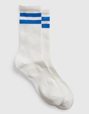 Stripe Quarter Crew Socks blue