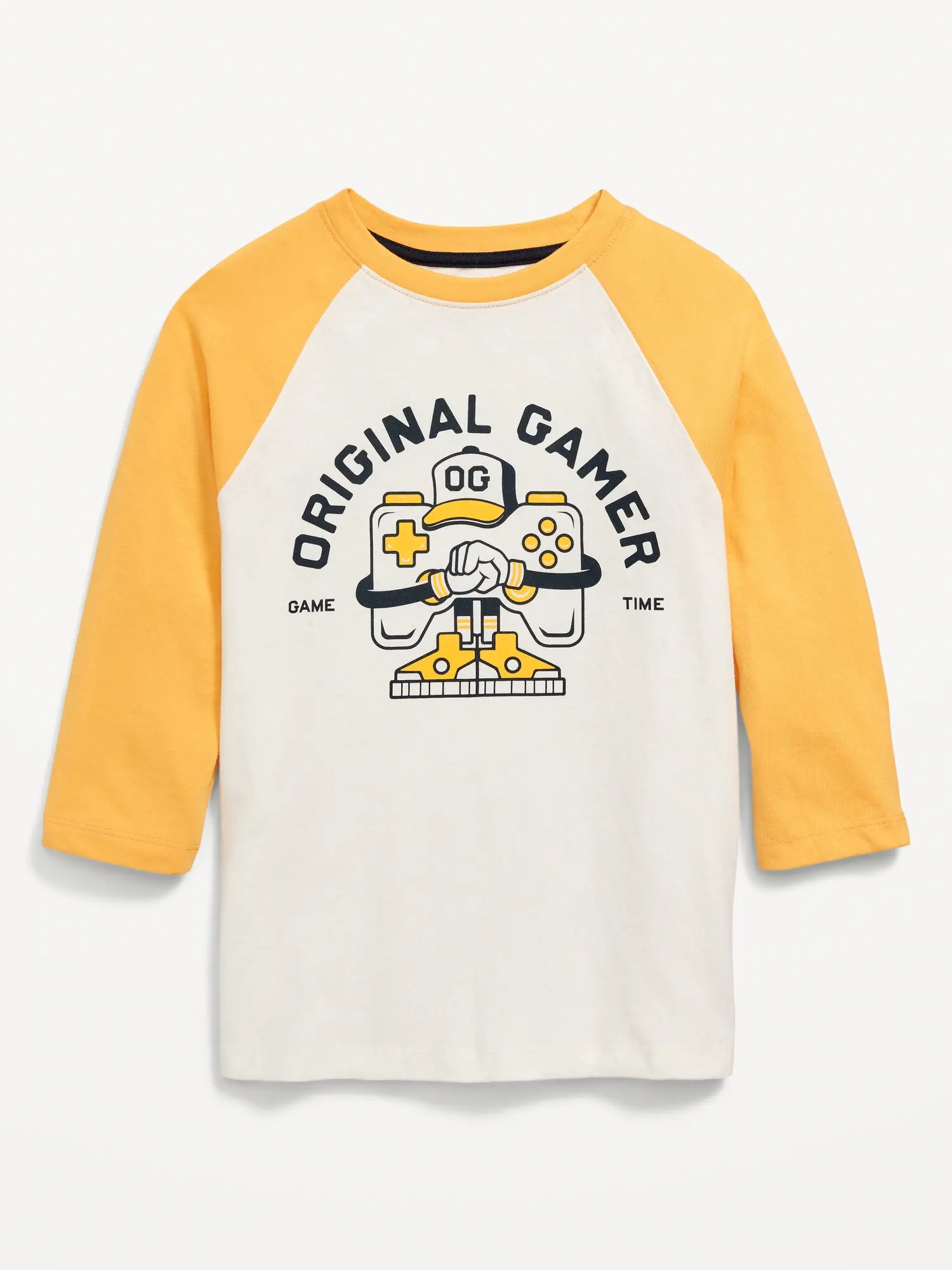 Old Navy 3/4-Length Raglan-Sleeve Graphic T-Shirt for Boys yellow. 1