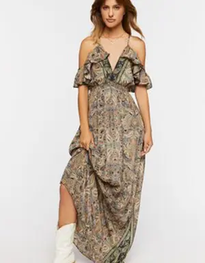 Forever 21 Paisley Print Maxi Dress Sage/Multi