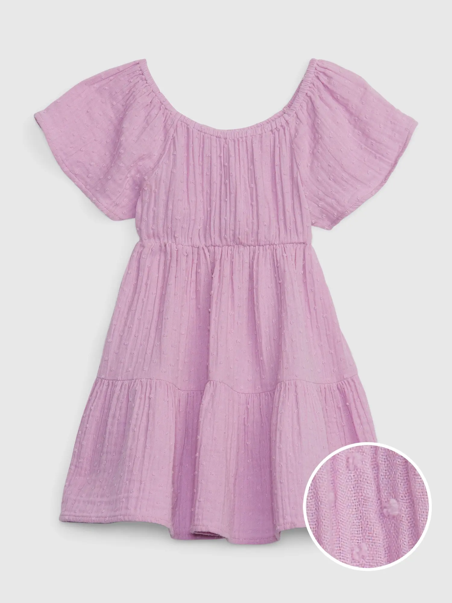 Gap Toddler Crinkle Gauze Tiered Dress purple. 1