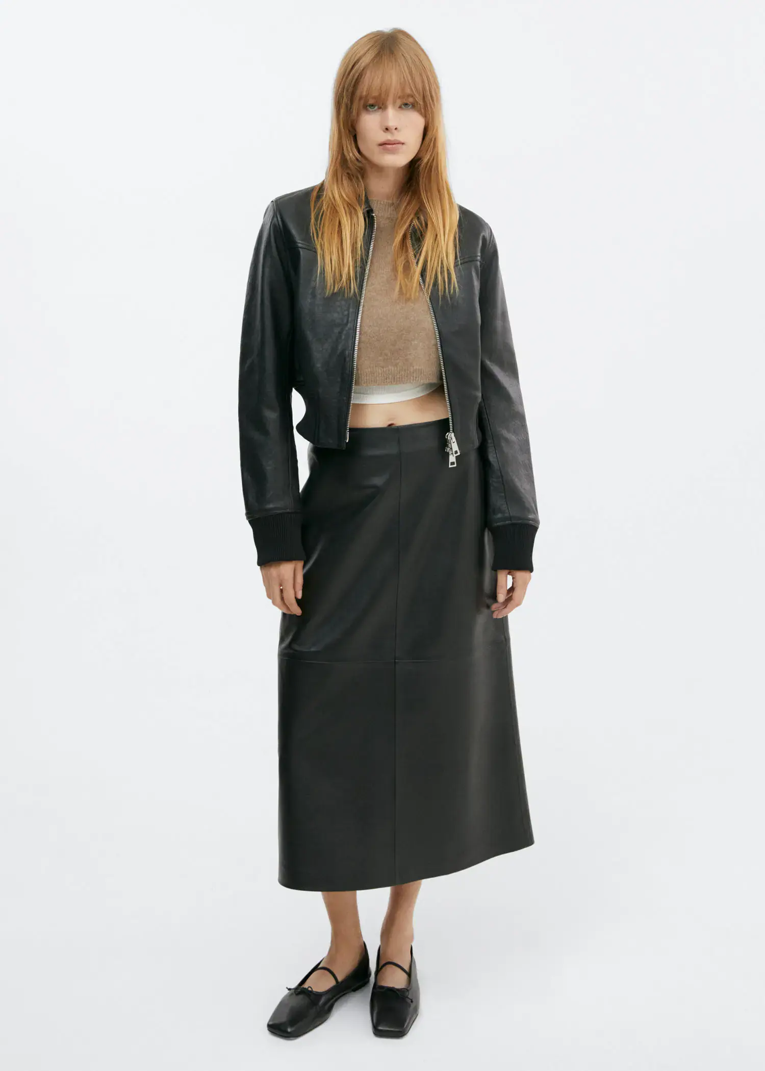 Mango Leather midi skirt. 2
