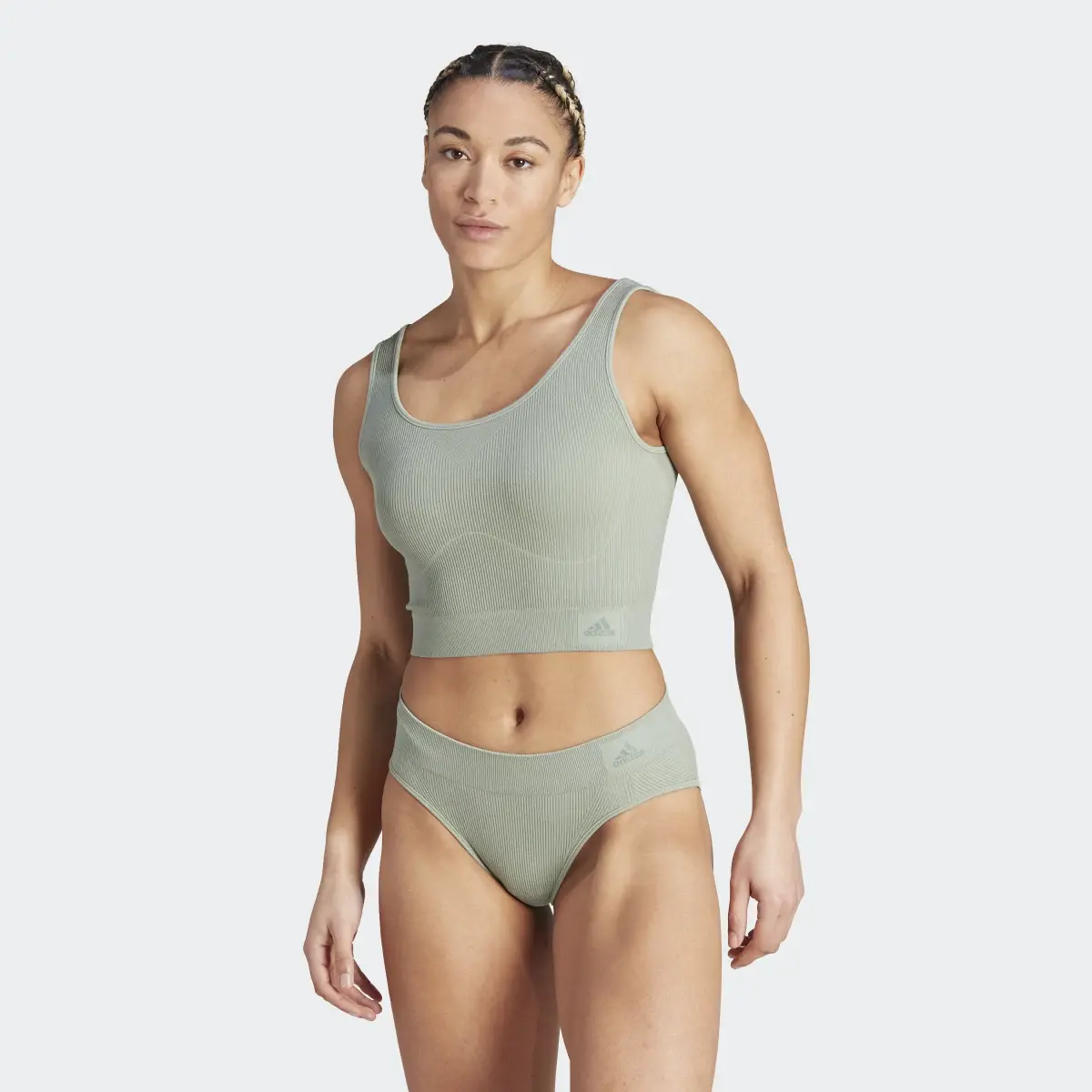 Adidas Ribbed Active Seamless Cropped Tank Top Underwear. 2