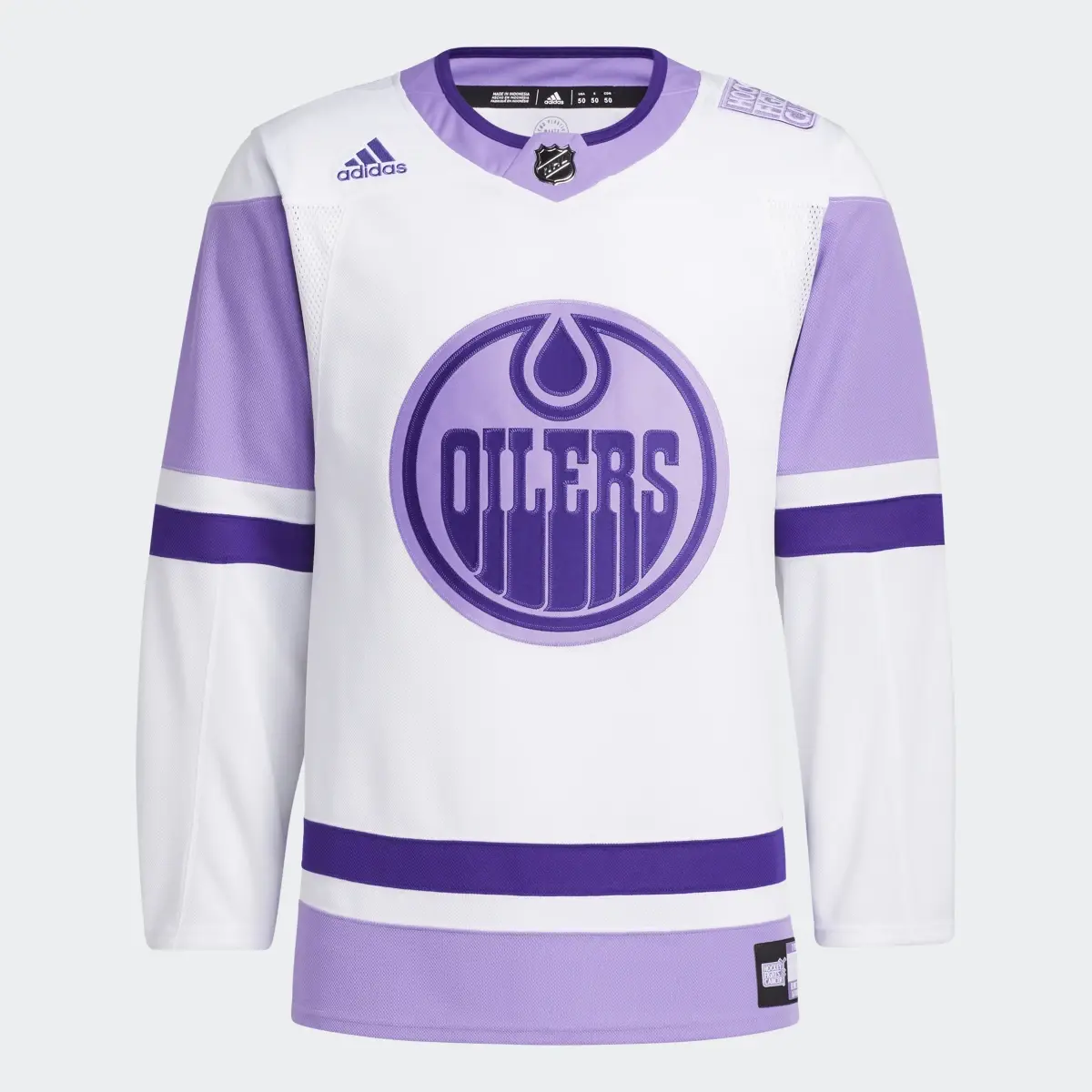 Adidas Oilers Hockey Fights Cancer Jersey. 1