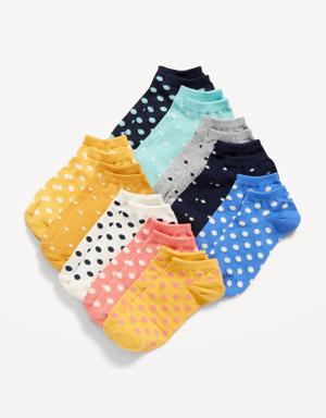 Printed Ankle Socks 10-Pack for Girls pink