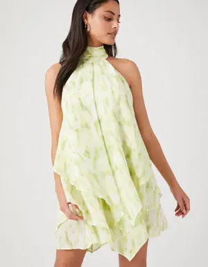 Forever 21 Abstract Print Swing Mini Dress Green/Multi