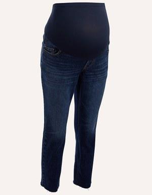 Maternity Full Panel Boyfriend Cut-Off Jeans blue