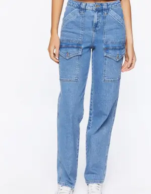 Forever 21 Recycled Cotton Straight Leg Jeans Medium Denim