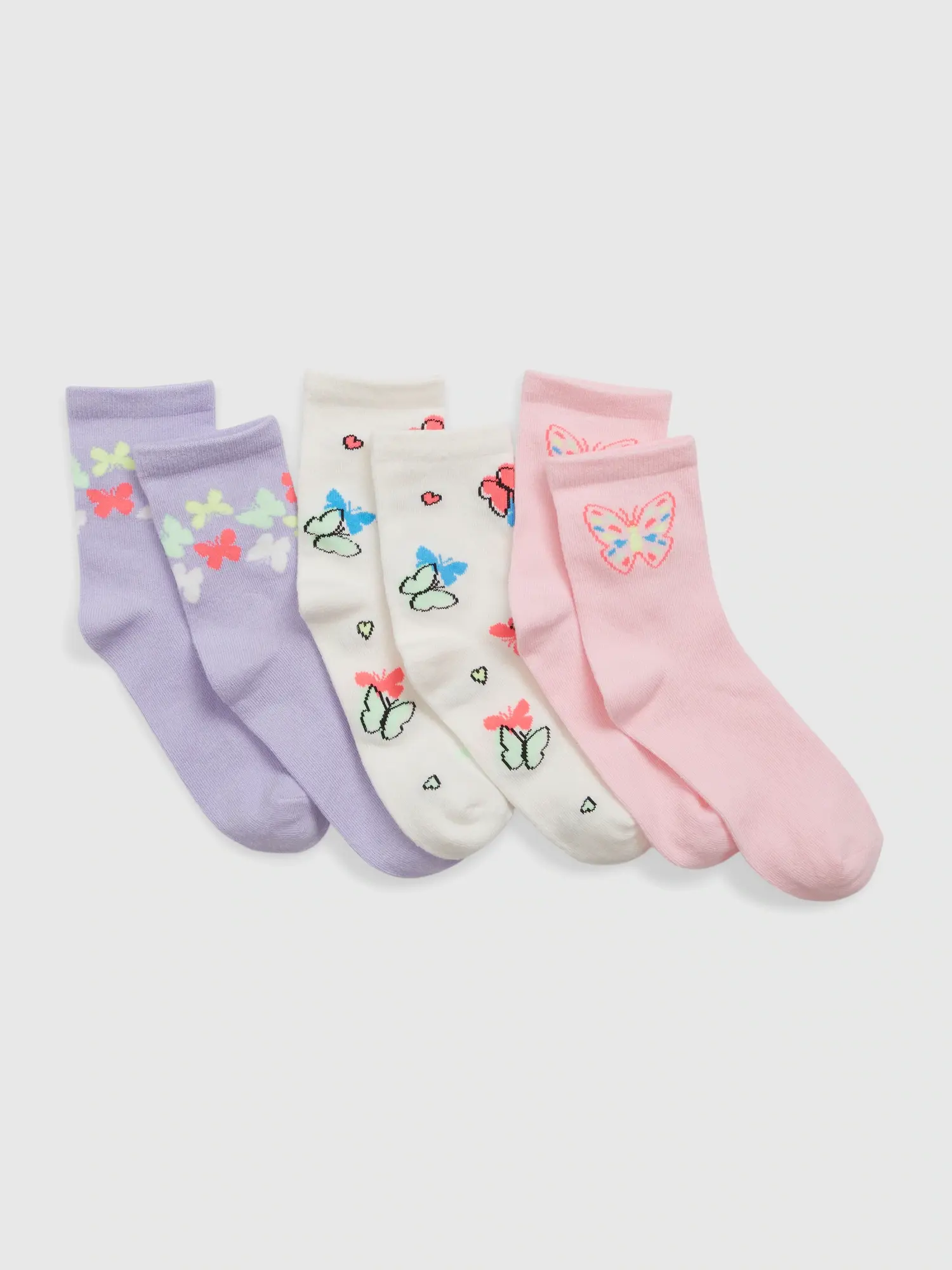 Gap Kids Butterfly Crew Socks (3-Pack) multi. 1