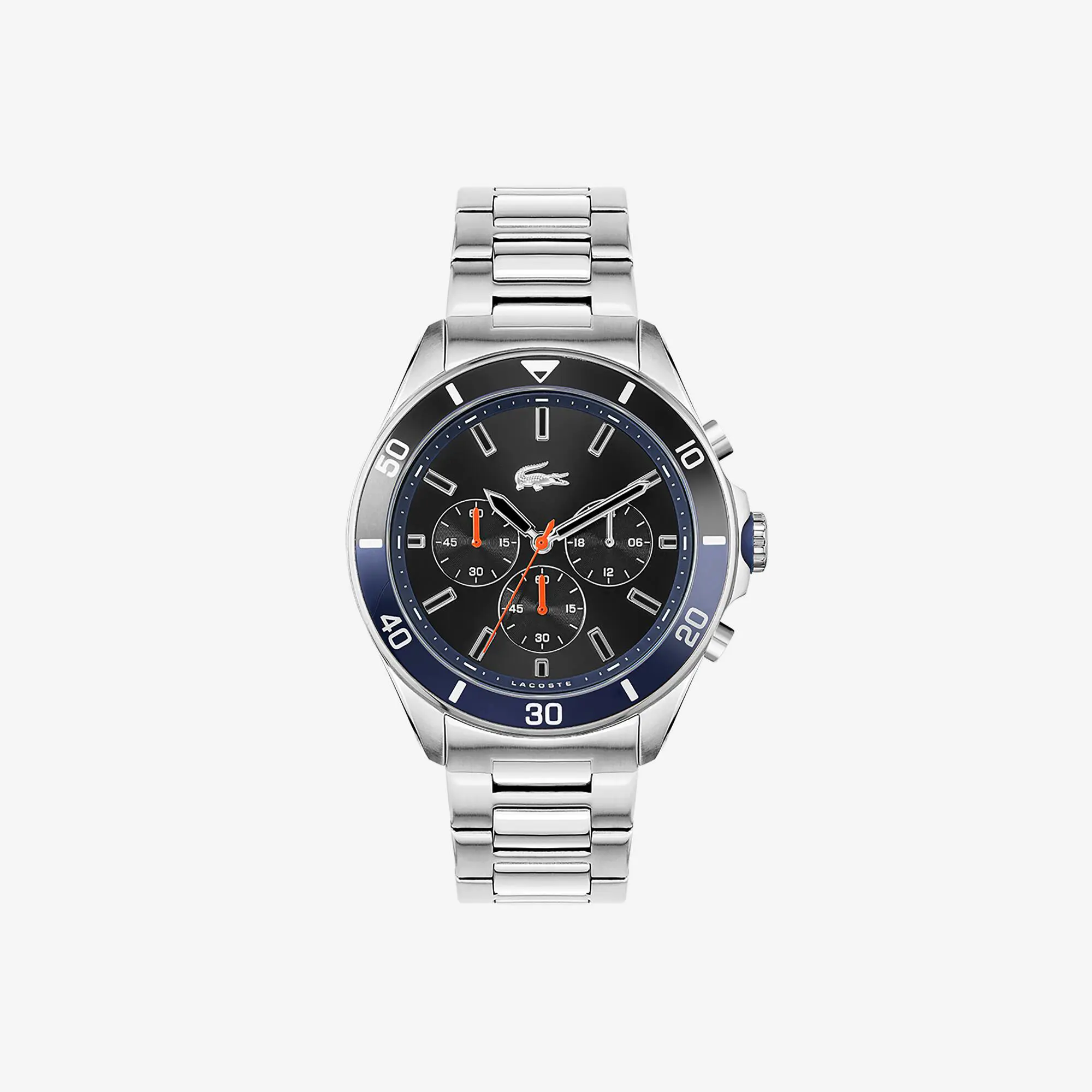 Lacoste Montre chronographe Tiebreaker noire avec bracelet en acier inoxydable. 1