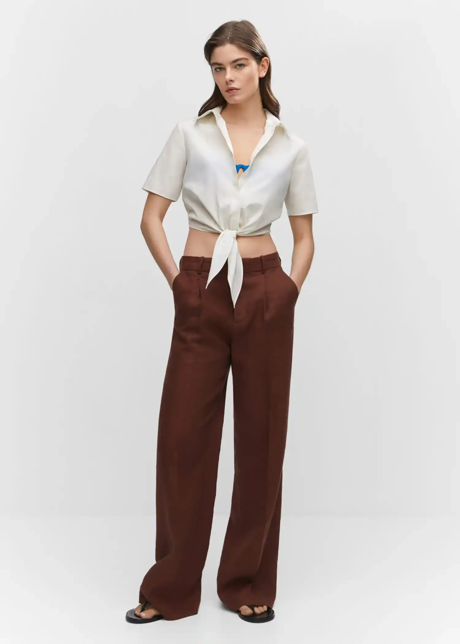 Mango Cropped shirt with knot . 3