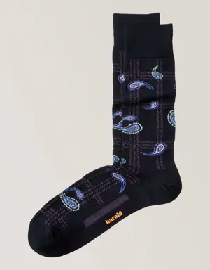 Paisely Print Stretch-Cotton Socks