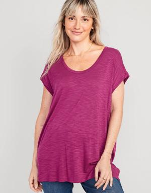 Old Navy Luxe Voop-Neck Slub-Knit Tunic T-Shirt for Women red