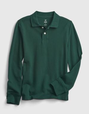 Gap Kids 100% Organic Cotton Uniform Polo Shirt green