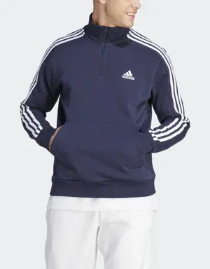 Adidas Sweat-shirt molleton zip 1/4 3 bandes Essentials