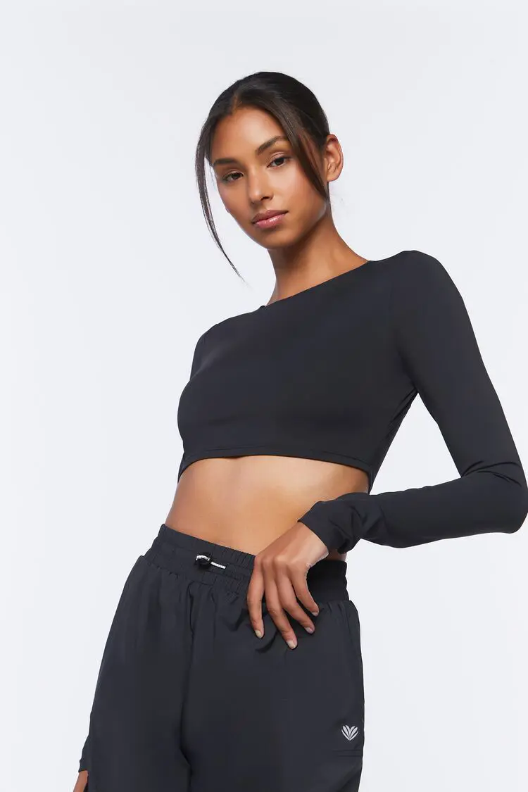 Forever 21 Forever 21 Active Cutout Crop Top Black. 1