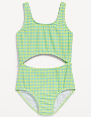 Printed Cutout One-Piece Swimsuit for Girls multi