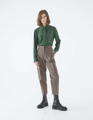 Checked Umber Straight-Legged Pant