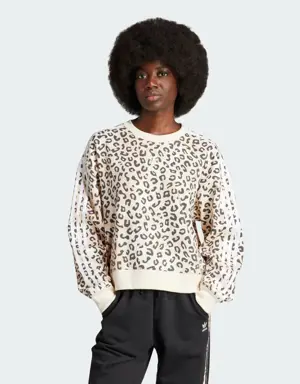 Sudadera cuello redondo adidas Originals Leopard Luxe Trefoil