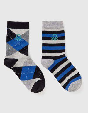 Erkek Çocuk Mix Desenli 2li Soket Çorap