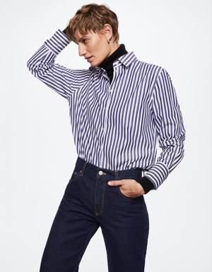 Regular-fit striped poplin shirt 