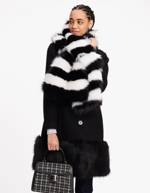 Striped Faux Fur Pull Through Scarf