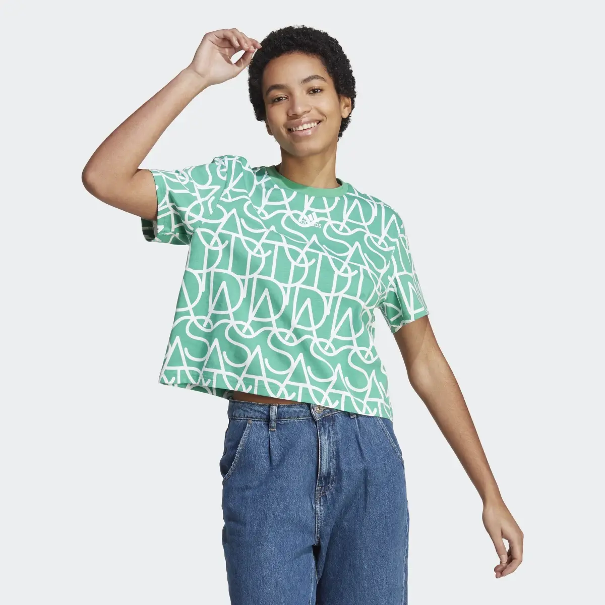 Adidas Allover adidas Graphic Boyfriend T-Shirt. 2
