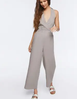 Forever 21 Halter Tie Back Jumpsuit Taupe